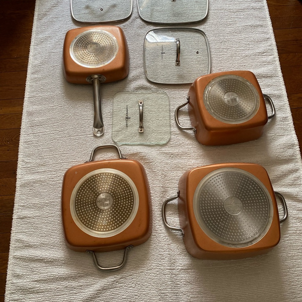 Copper Chef pan and lid set.